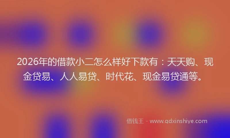 2026年的借款小二怎么样好下款有：天天购、现金贷易、人人易贷、时代花、现金易贷通等。
