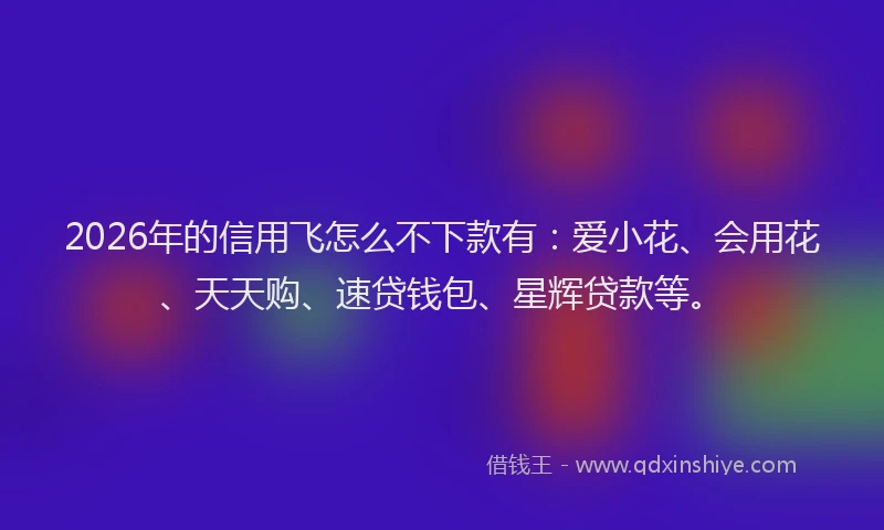 2026年的信用飞怎么不下款有：爱小花、会用花、天天购、速贷钱包、星辉贷款等。