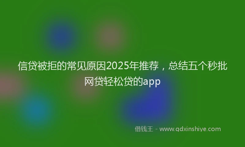 信贷被拒的常见原因2025年推荐，总结五个秒批网贷轻松贷的app