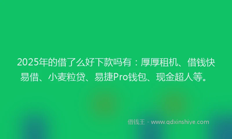 2025年的借了么好下款吗有:厚厚租机、借钱快易借、小麦粒贷、易捷Pro钱包、现金超人等。
