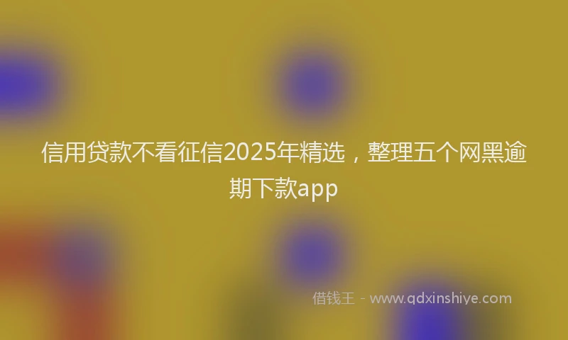 信用贷款不看征信2025年精选，整理五个网黑逾期下款app