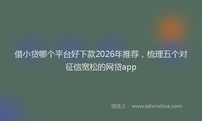 借小贷哪个平台好下款2026年推荐，梳理五个对征信宽松的网贷app