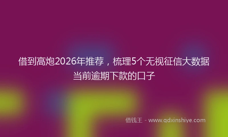 借到高炮2026年推荐，梳理5个无视征信大数据当前逾期下款的口子