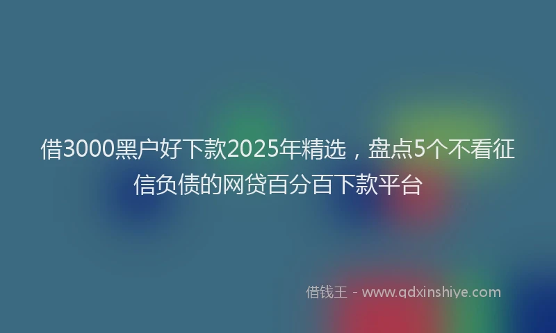 借3000黑户好下款2025年精选,盘点5个不看征信负债的网贷百分百下款平台