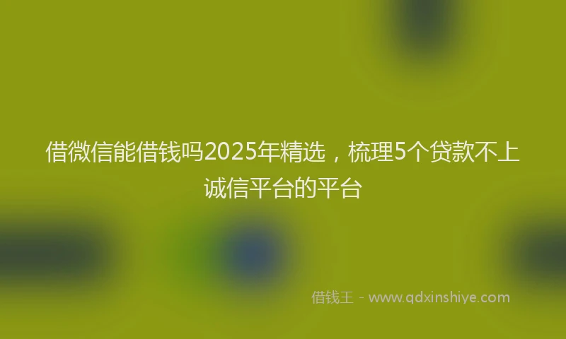 借微信能借钱吗2025年精选，梳理5个贷款不上诚信平台的平台