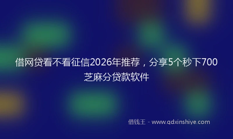 借网贷看不看征信2026年推荐，分享5个秒下700芝麻分贷款软件
