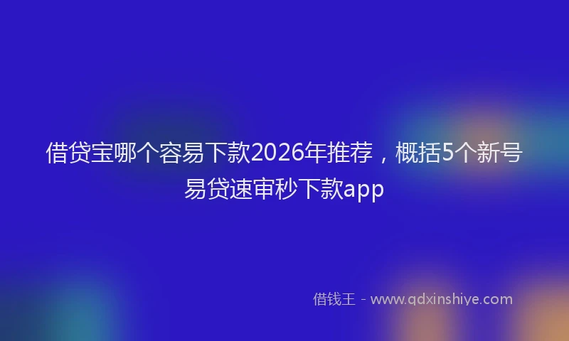 借贷宝哪个容易下款2026年推荐，概括5个新号易贷速审秒下款app