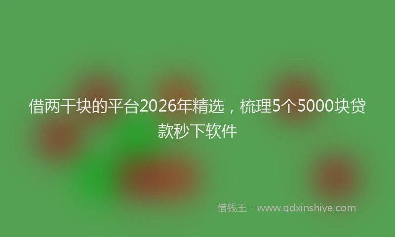 借两干块的平台2026年精选，梳理5个5000块贷款秒下软件