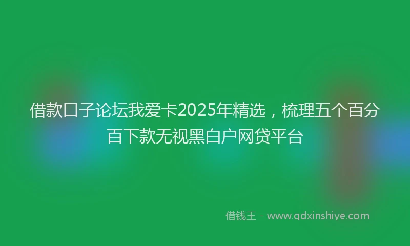 借款口子论坛我爱卡2025年精选，梳理五个百分百下款无视黑白户网贷平台