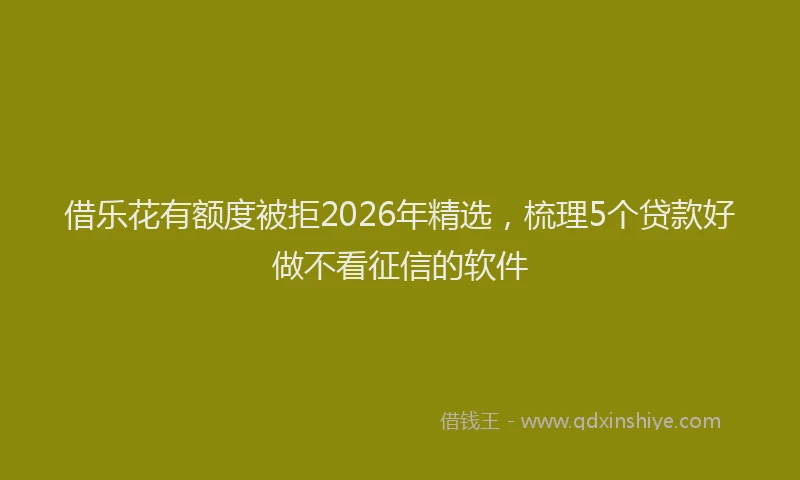 借乐花有额度被拒2026年精选，梳理5个贷款好做不看征信的软件