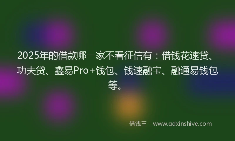 2025年的借款哪一家不看征信有：借钱花速贷、功夫贷、鑫易Pro+钱包、钱速融宝、融通易钱包等。