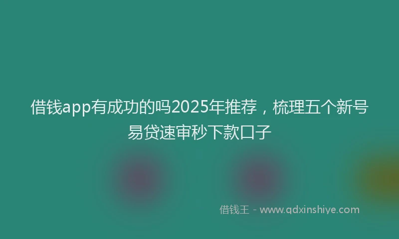 借钱app有成功的吗2025年推荐,梳理五个新号易贷速审秒下款口子