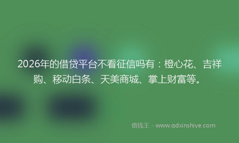 2026年的借贷平台不看征信吗有：橙心花、吉祥购、移动白条、天美商城、掌上财富等。