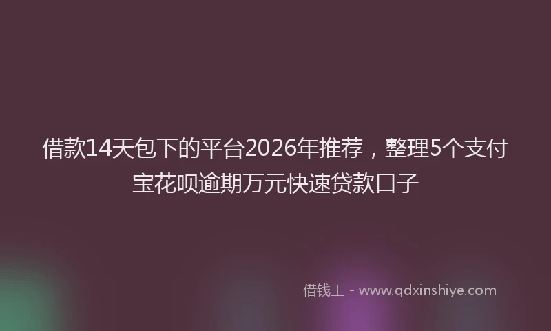 借款14天包下的平台2026年推荐,整理5个支付宝花呗逾期万元快速贷款口子