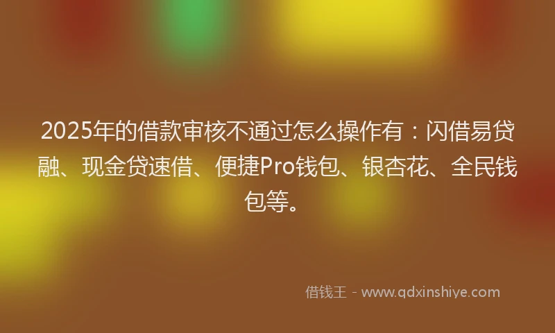 2025年的借款审核不通过怎么操作有：闪借易贷融、现金贷速借、便捷Pro钱包、银杏花、全民钱包等。
