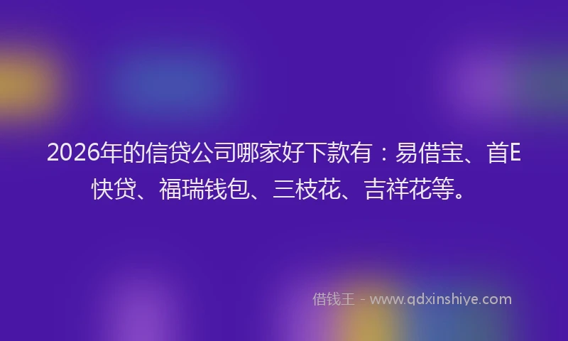 2026年的信贷公司哪家好下款有：易借宝、首E快贷、福瑞钱包、三枝花、吉祥花等。