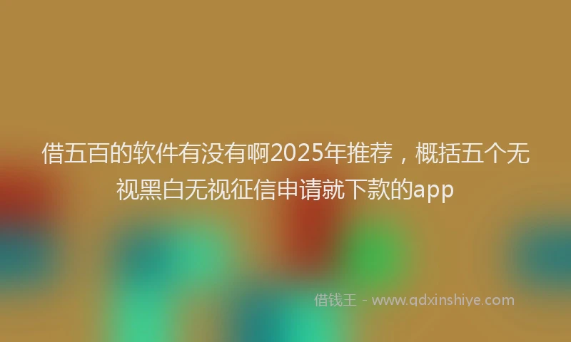 借五百的软件有没有啊2025年推荐，概括五个无视黑白无视征信申请就下款的app