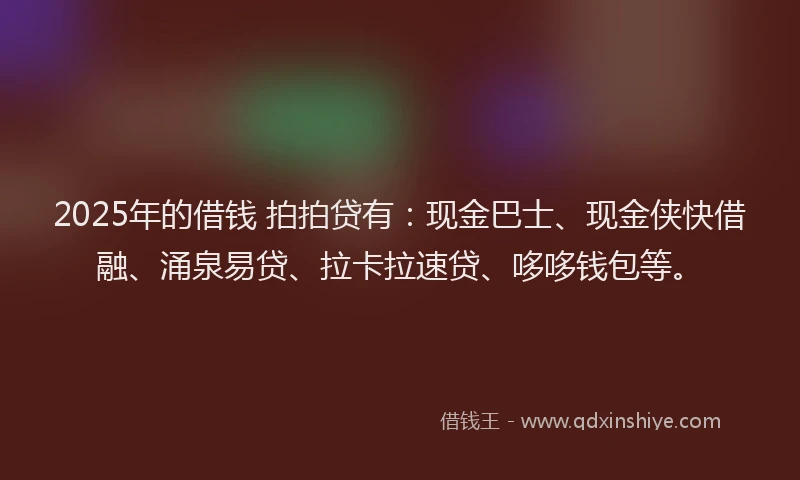 2025年的借钱 拍拍贷有：现金巴士、现金侠快借融、涌泉易贷、拉卡拉速贷、哆哆钱包等。