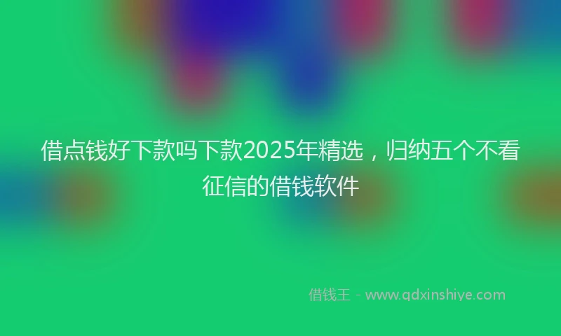 借点钱好下款吗下款2025年精选,归纳五个不看征信的借钱软件