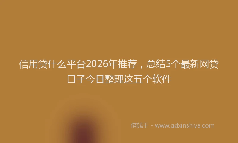 信用贷什么平台2026年推荐，总结5个最新网贷口子今日整理这五个软件
