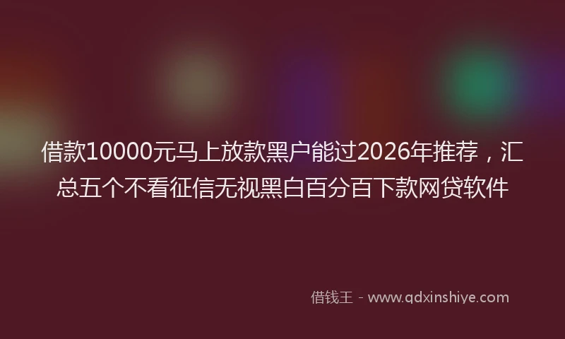 借款10000元马上放款黑户能过2026年推荐，汇总五个不看征信无视黑白百分百下款网贷软件
