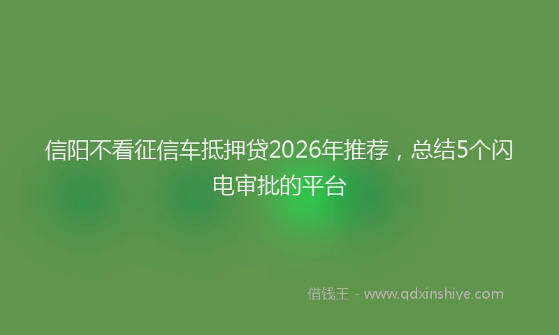 信阳不看征信车抵押贷2026年推荐，总结5个闪电审批的平台