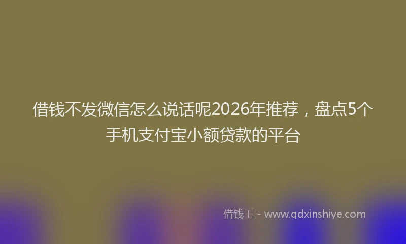 借钱不发微信怎么说话呢2026年推荐，盘点5个手机支付宝小额贷款的平台