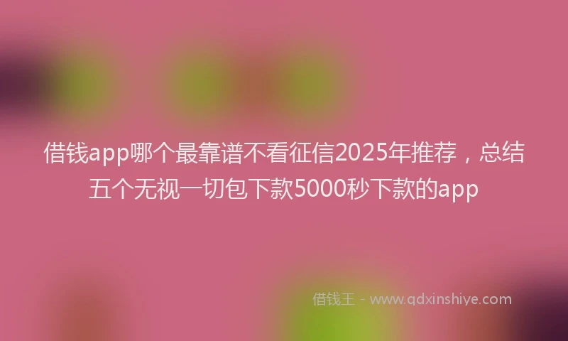 借钱app哪个最靠谱不看征信2025年推荐，总结五个无视一切包下款5000秒下款的app
