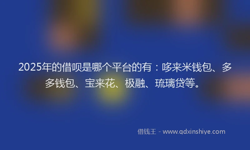 2025年的借呗是哪个平台的有:哆来米钱包、多多钱包、宝来花、极融、琉璃贷等。