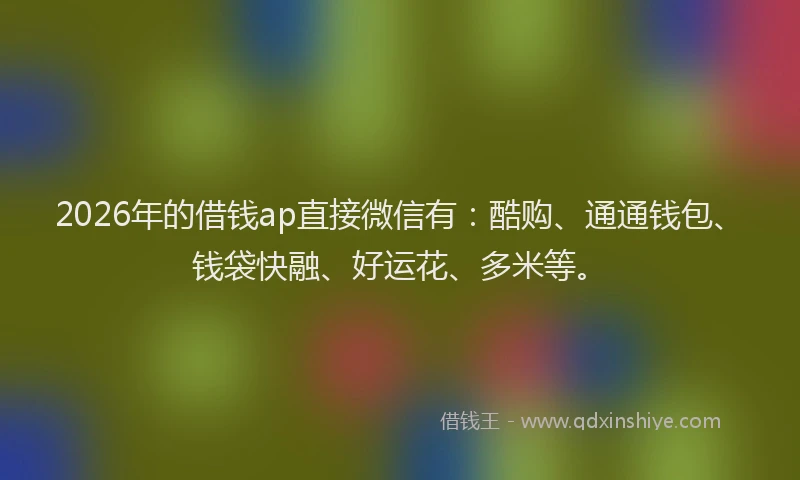 2026年的借钱ap直接微信有：酷购、通通钱包、钱袋快融、好运花、多米等。