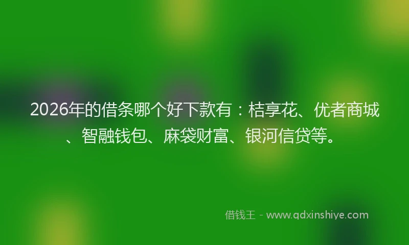 2026年的借条哪个好下款有：桔享花、优者商城、智融钱包、麻袋财富、银河信贷等。