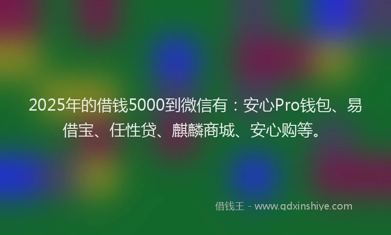 2025年的借钱5000到微信有：安心Pro钱包、易借宝、任性贷、麒麟商城、安心购等。