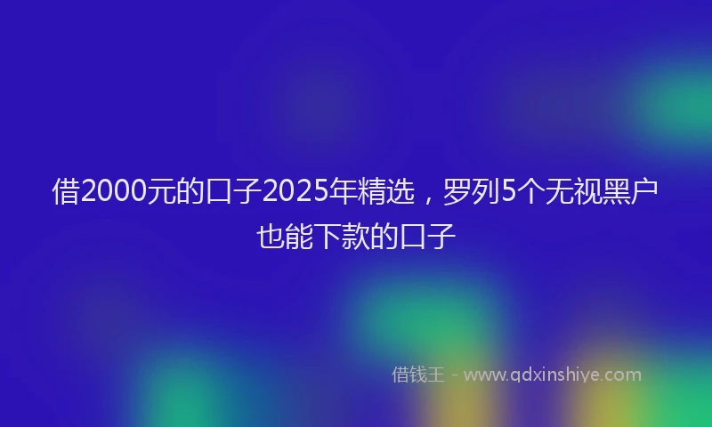借2000元的口子2025年精选,罗列5个无视黑户也能下款的口子