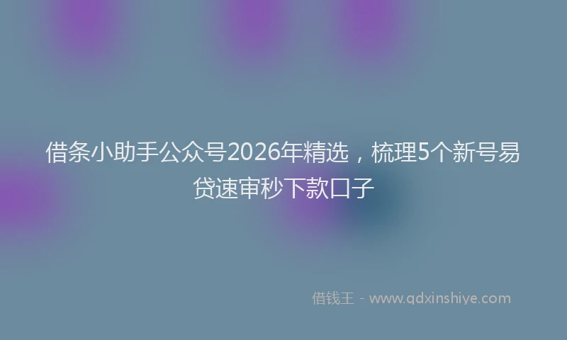 借条小助手公众号2026年精选，梳理5个新号易贷速审秒下款口子