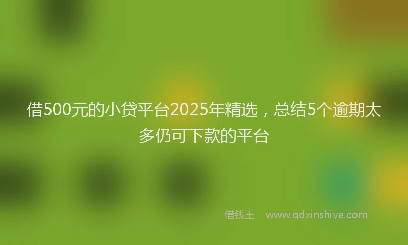 借500元的小贷平台2025年精选，总结5个逾期太多仍可下款的平台