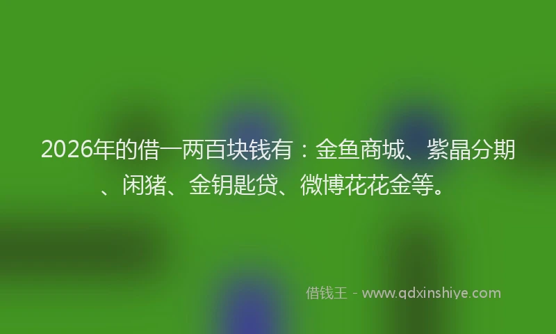 2026年的借一两百块钱有：金鱼商城、紫晶分期、闲猪、金钥匙贷、微博花花金等。