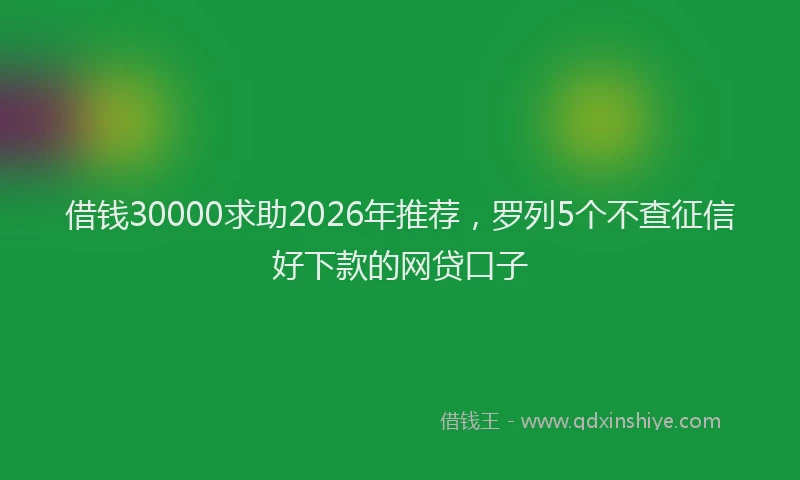借钱30000求助2026年推荐，罗列5个不查征信好下款的网贷口子
