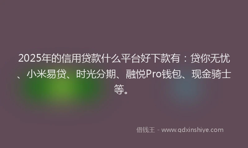 2025年的信用贷款什么平台好下款有：贷你无忧、小米易贷、时光分期、融悦Pro钱包、现金骑士等。