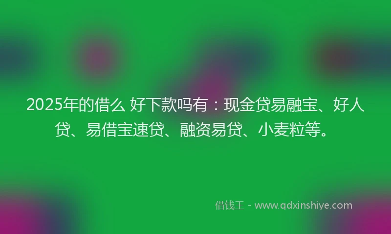 2025年的借么 好下款吗有：现金贷易融宝、好人贷、易借宝速贷、融资易贷、小麦粒等。