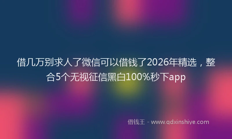 借几万别求人了微信可以借钱了2026年精选,整合5个无视征信黑白100%秒下app