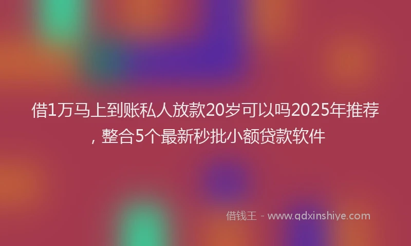 借1万马上到账私人放款20岁可以吗2025年推荐，整合5个最新秒批小额贷款软件