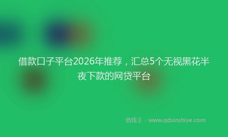 借款口子平台2026年推荐，汇总5个无视黑花半夜下款的网贷平台