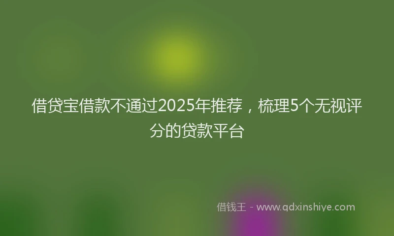 借贷宝借款不通过2025年推荐,梳理5个无视评分的贷款平台