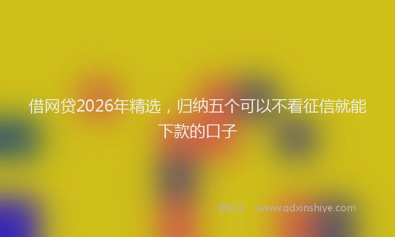 借网贷2026年精选，归纳五个可以不看征信就能下款的口子