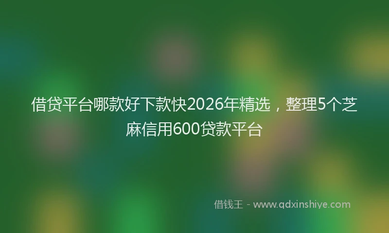借贷平台哪款好下款快2026年精选，整理5个芝麻信用600贷款平台