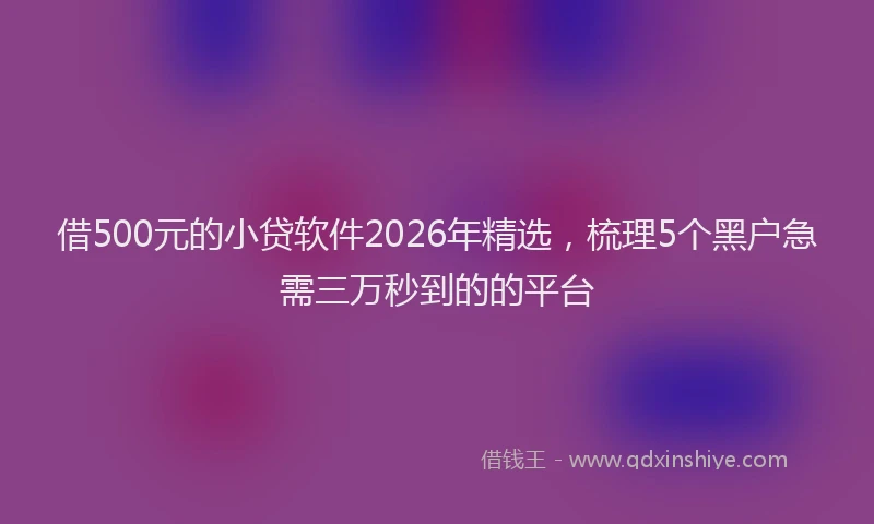 借500元的小贷软件2026年精选，梳理5个黑户急需三万秒到的的平台