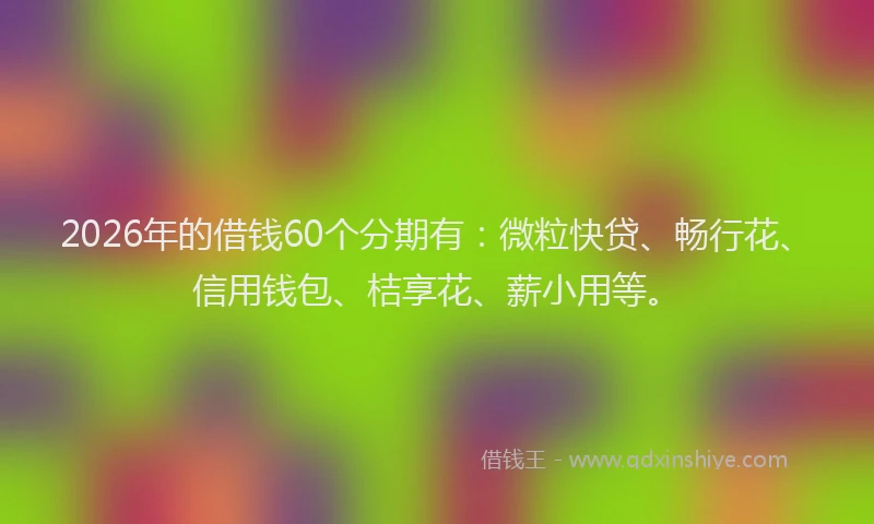2026年的借钱60个分期有：微粒快贷、畅行花、信用钱包、桔享花、薪小用等。