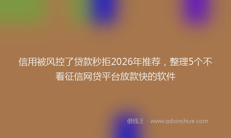 信用被风控了贷款秒拒2026年推荐，整理5个不看征信网贷平台放款快的软件