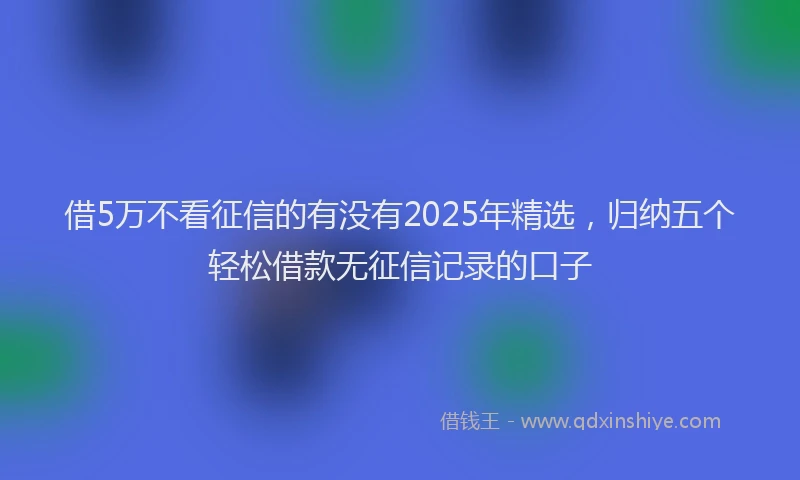 借5万不看征信的有没有2025年精选，归纳五个轻松借款无征信记录的口子