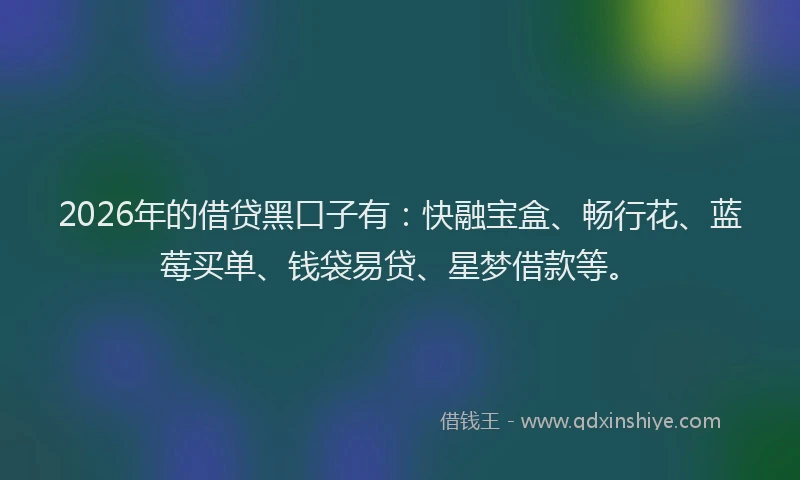 2026年的借贷黑口子有：快融宝盒、畅行花、蓝莓买单、钱袋易贷、星梦借款等。